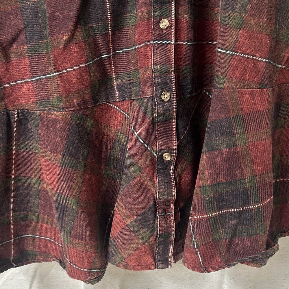 wild fable Burgundy and Forest Green Plaid Shirt Dress - Picture 5 of 5